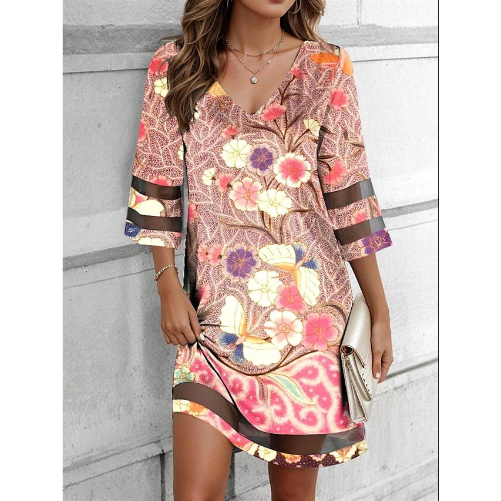 BITCED Женская мода лето весна повседневные платья с рукавом 3/4 и V-образным вырезом