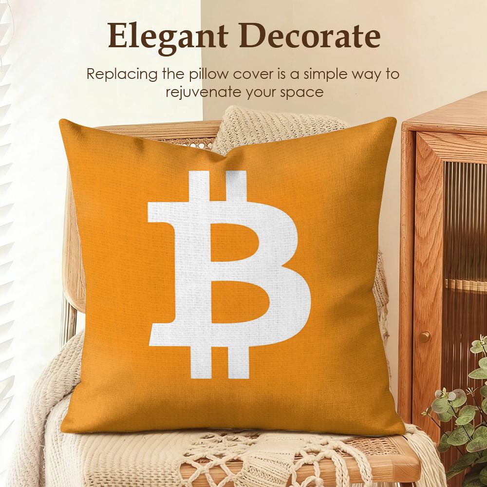 Bitcoin Btc Логотип Крутая Наволочка Натуральный Лен Органическая Ткань Двусторонняя Печать Диван Домашний Декор Подарок Наволочка