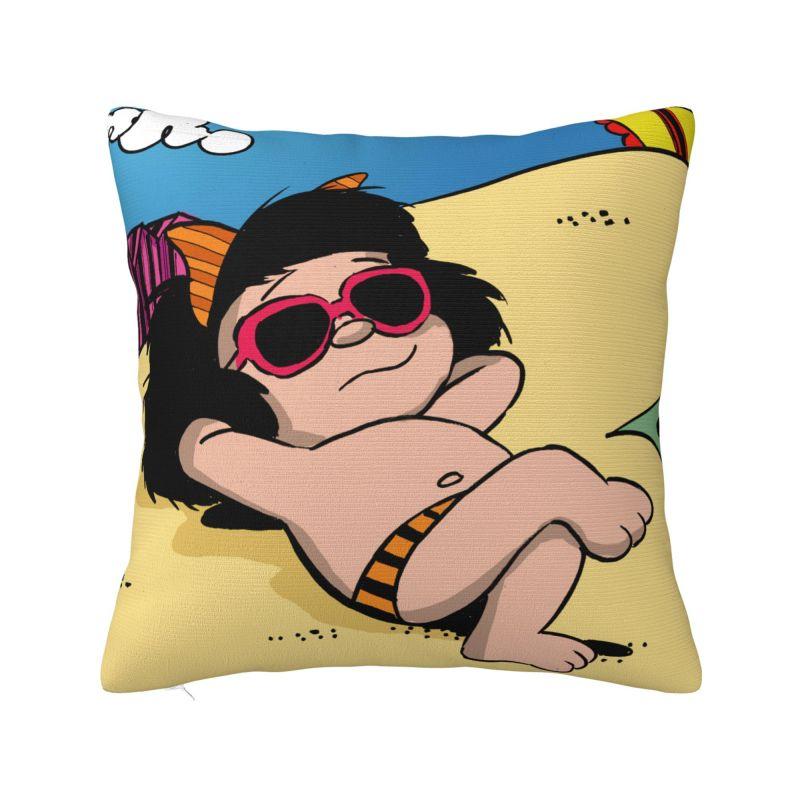 Vintage Quino Comic Mafalda Throw Pillow Case Decoration D Printed Cartoon Mang Sofa Cushion Cover Polyester Soft Pillowslip