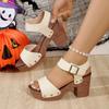 Летние женские босоножки на квадратном каблуке и платформе из флока, повседневные туфли-лодочки с заклепками, элегантные женские туфли Zapatos Mujer