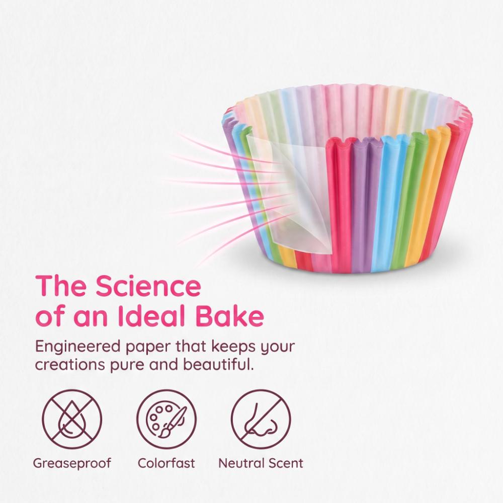 Paper Colorful Cupcake Liners Greaseproof Nonstick Cake Molds Rainbow Muffin Wrappers Cake Baking