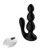 Anal Vibrator Anal Beads 3 Beads 9 Vibration Modes with Remote Control Silicone Black 39mmx175mm TaRiss's