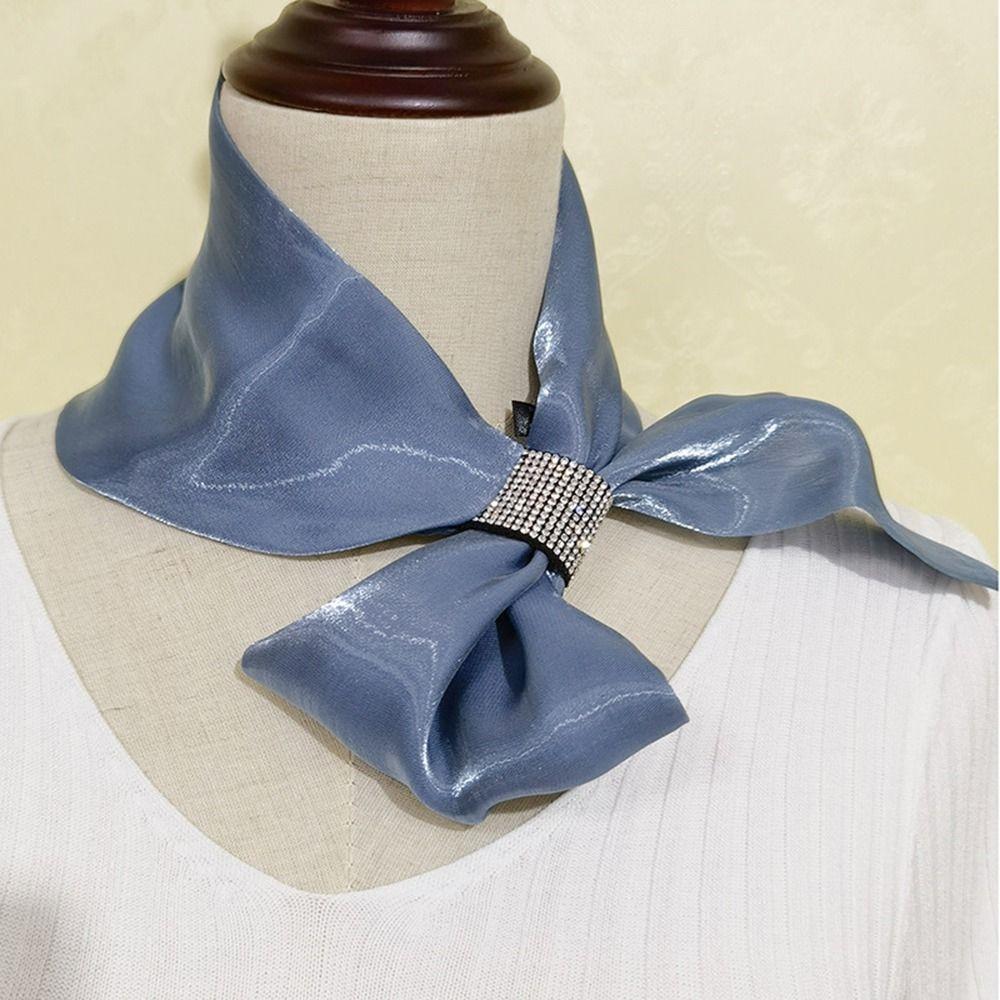 For Girl Sunscreen Shawl Cross Scarves Satin False Collar Silk Scarf Cross Neckerchief