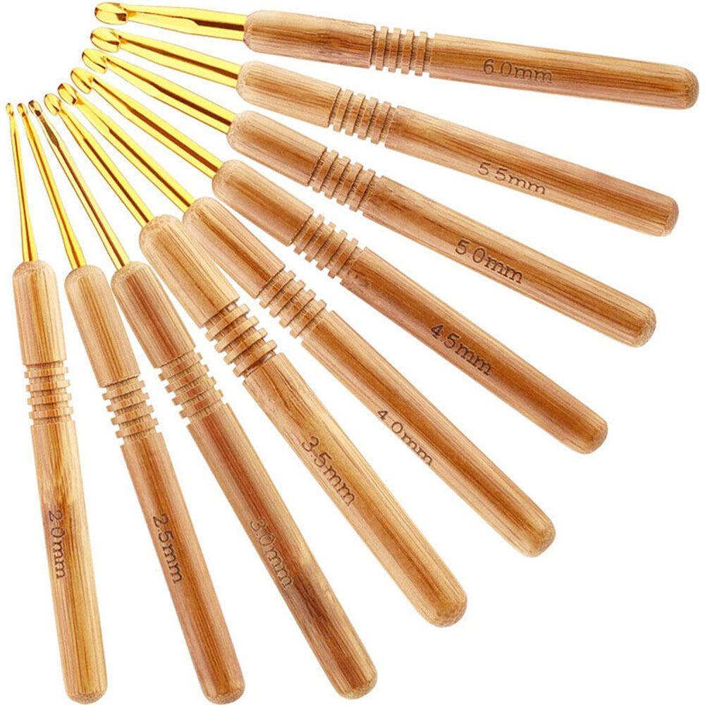 Набор крючков для вязания с бамбуковой ручкой ручной работы Спицы для свитера Крючки для вязания Инструменты для вязания Аксессуары