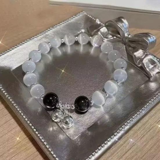 Женский браслет, стеклянные бусины, подвеска-колокольчик, гладкая эластичная веревка, регулируемый градиент, искусственный опал, женские наручные украшения, подарок на день рождения