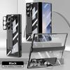 For Samsung Galaxy Z Fold6 7 Phone Case Spring Hinge Pen Slot Holder With Pen Electroplating Transparent Shell Film ZFold6 Cover