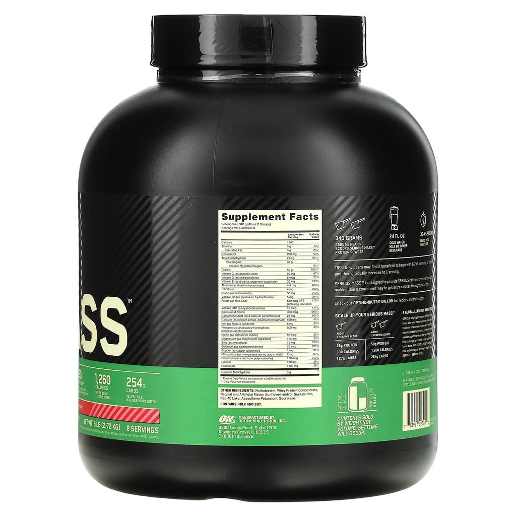 Optimum Nutrition Serious Mass™, Strawberry Flavor, 6 Lb (2.72 Kg)
