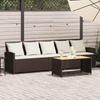 VidaXL Garden Sofa with Cushions 5 Seater Brown Wicker, Outdoor Sofa, Garden Sofa 5 Seater, Sofa 4104113