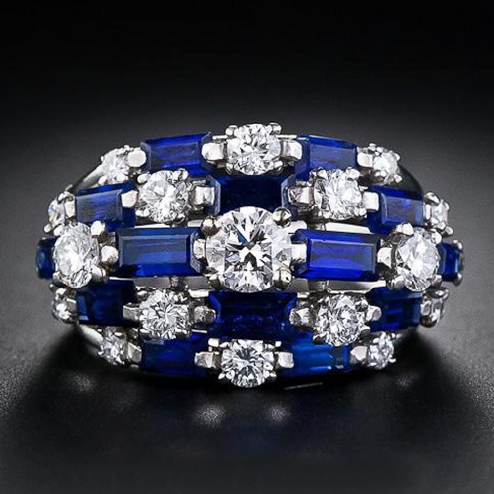 Cao Shi Creative Zircon Ring with Colorful Gemstones - European & American Style