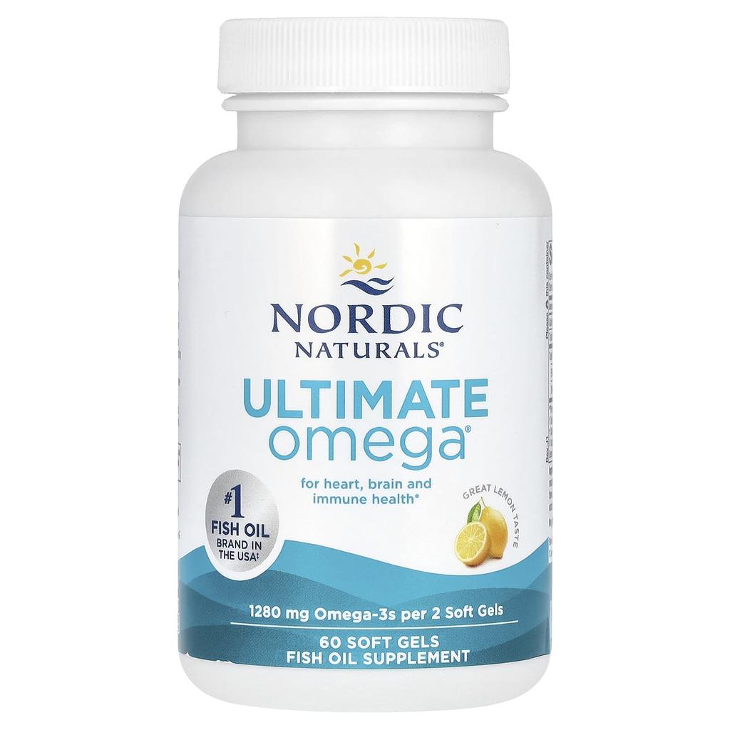 Nordic Naturals Ultimate Omega, Lemon, 1,280 Mg, 60 Softgels (640 Mg Per Softgel)