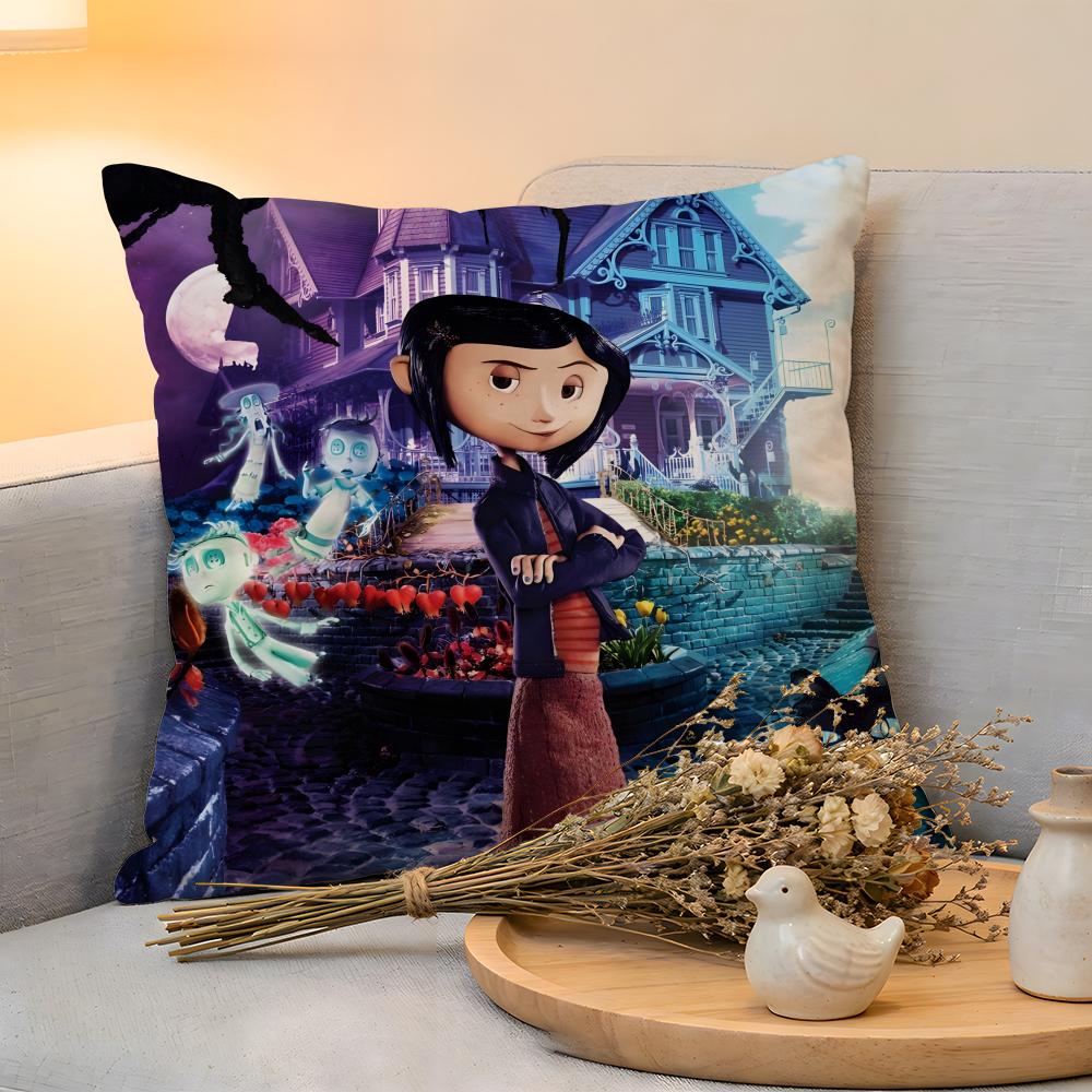 Cushion Cover Linen SkinFriendly Soft Decorative Case For Sofa Home Decor CCoraline Anime Pillow cover