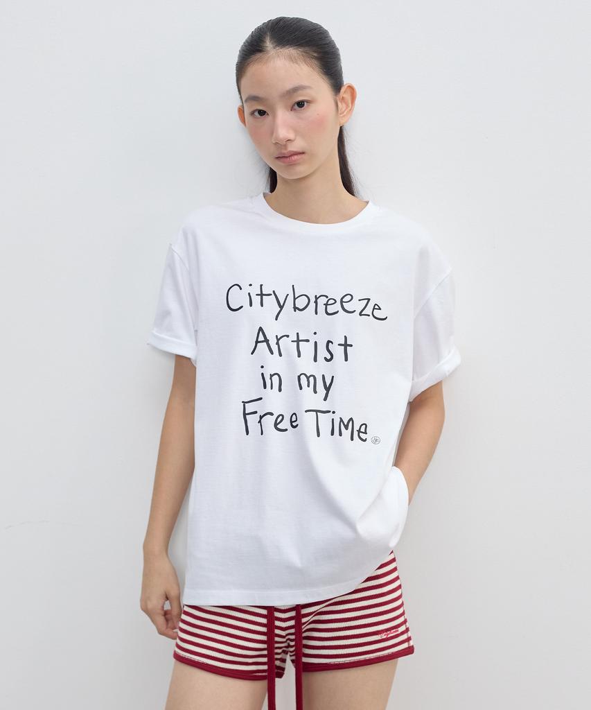 CITYBREEZE Handwriting Loose Fit Short Sleeve T-Shirt_2 Colors