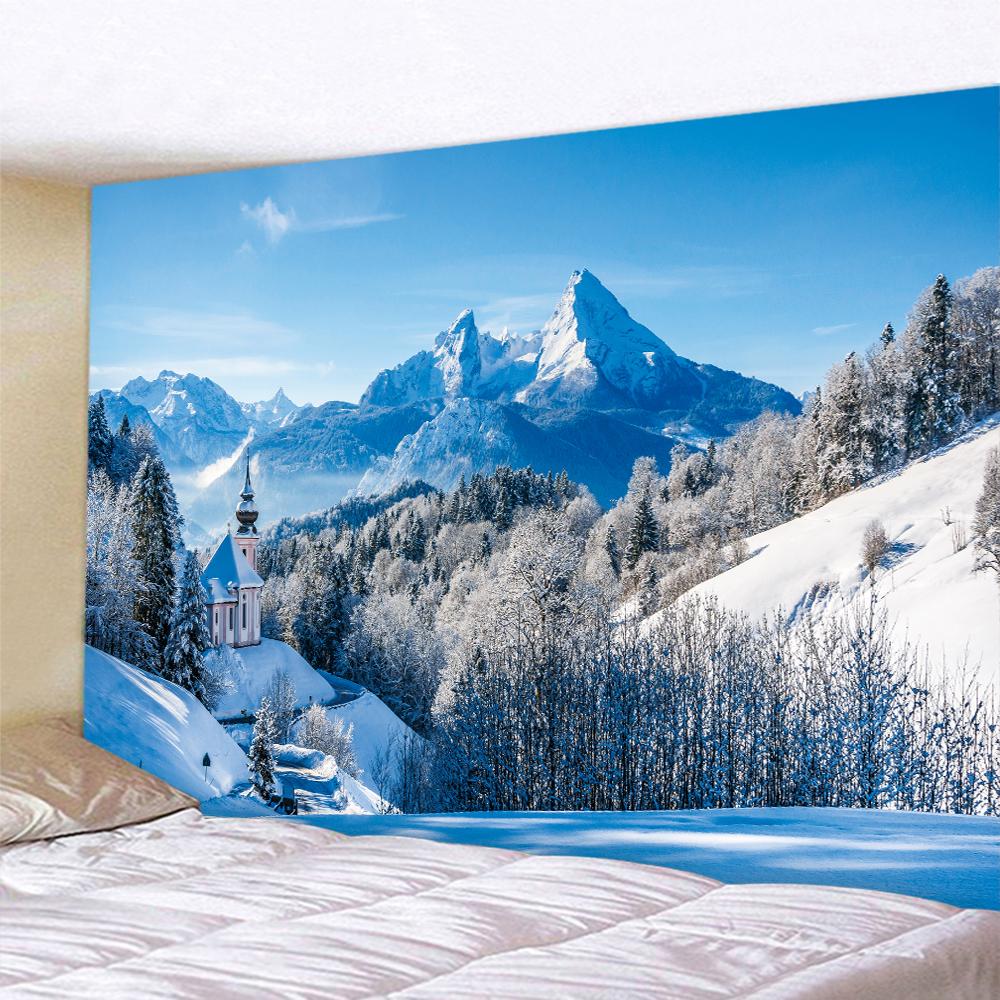 Лес Снежная сцена домашнее художественное украшение гобелен богемная психоделическая сцена настенное украшение для спальни