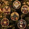 6pcs Pearl Diamond Painting Ornaments DIY Craft Wooden Tag Pendants  Navidad Decor