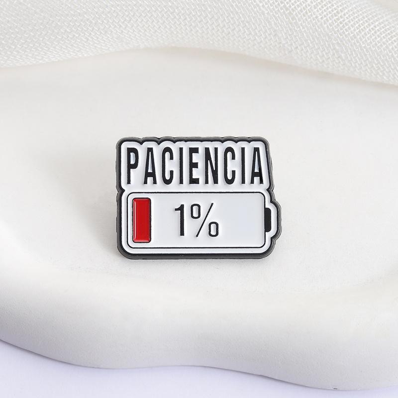 Значок «Paciencia 1%» на испанском языке - Значок «Низкая терпимость» с милым аксессуаром на испанском языке, Забавный подарок для друзей, Понятный для &, Испаноговорящих