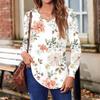 Women'S Puff Long Sleeve Shirts Pleated V Neck Fall Tunic Long Sleeve Printed Tops
