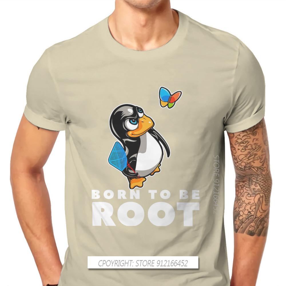 Linux Operating System Tux Penguin Man TShirt Butterfly Killer Illustration Fashion Basic T-Shirt Harajuku Streetwear Hipster