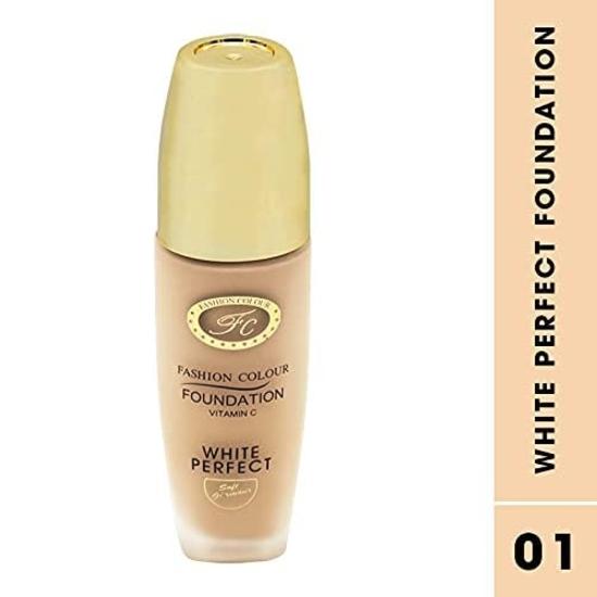 FASHION COLOUR Vitamin C Foundation | Водостойкая | Среднее или наслаиваемое покрытие | Легкая | С витамином C | 01 Pearl White | 40 г