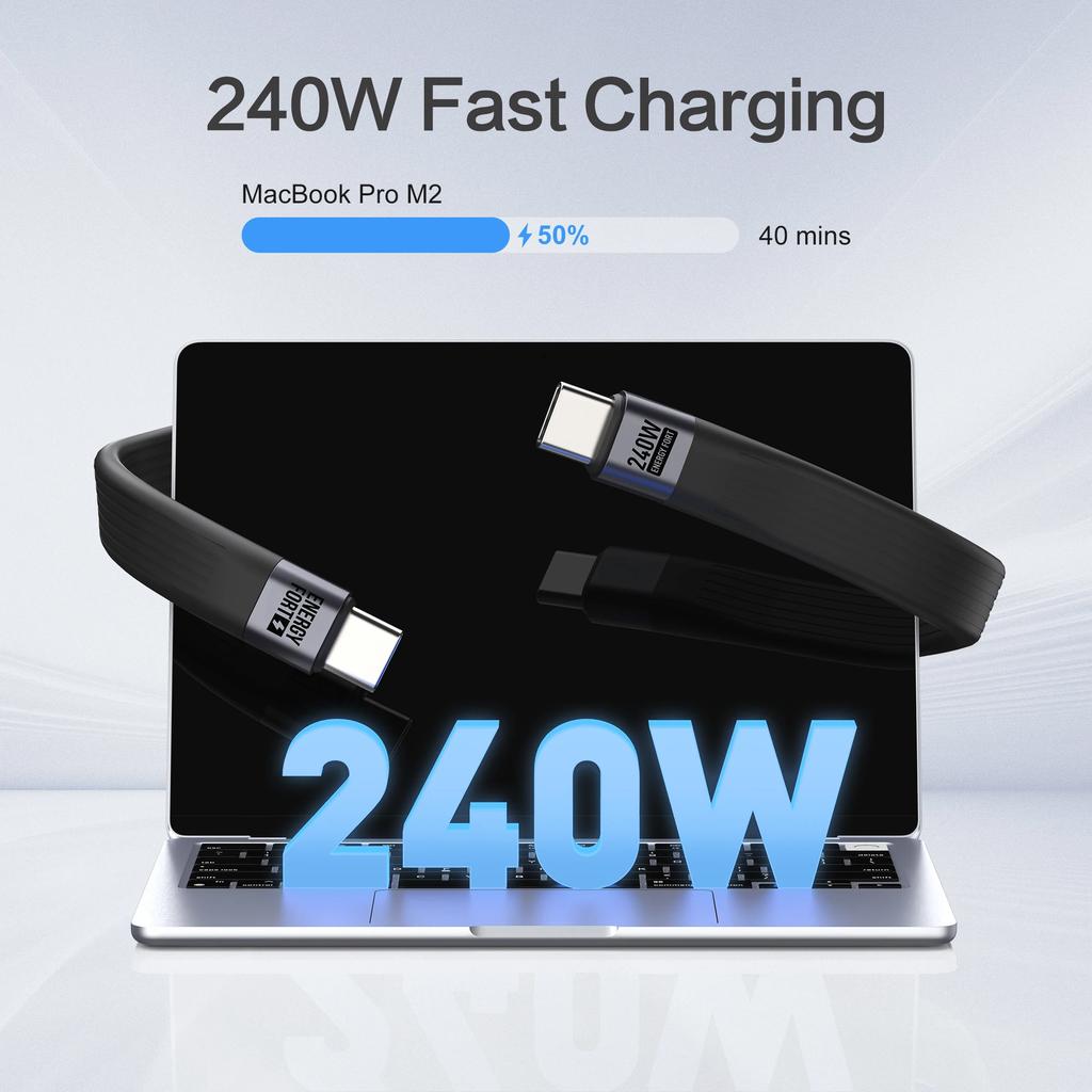 KEBIDU USB4.0 Брелок Кабель USB-C, Быстрая зарядка 240 Вт, Передача данных 40 Гбит/с, Видеовыход 8K@60 Гц, Портативный Короткий Кабель Type C для Ноутбука, Телефона, SSD