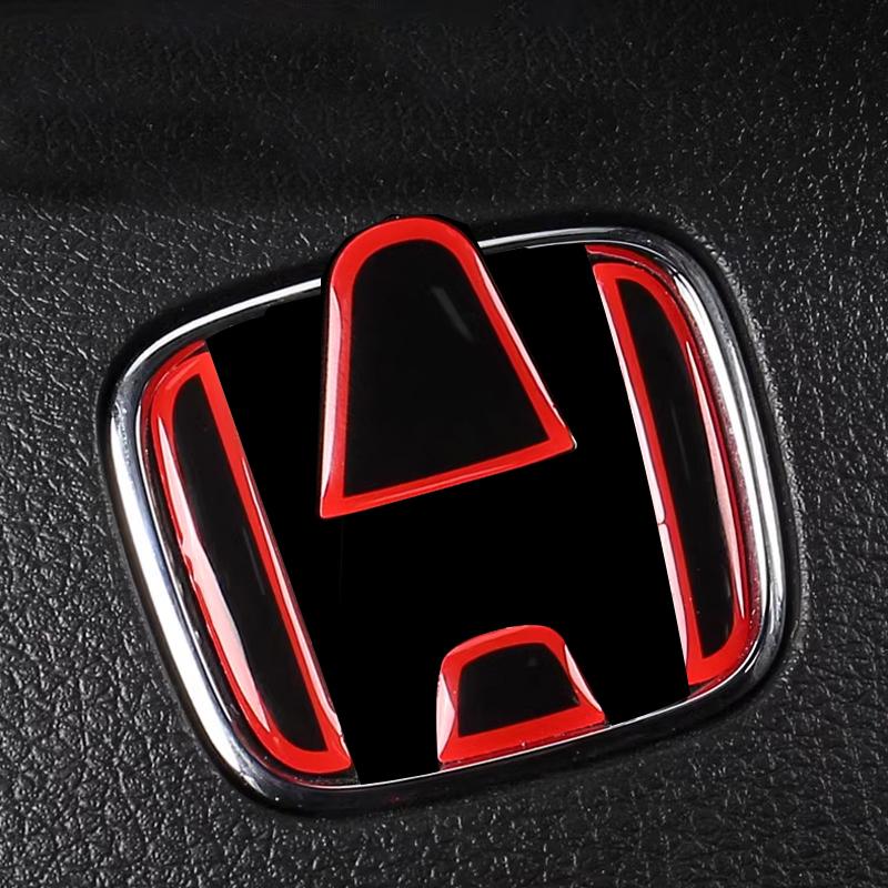 AIW1 Car Steering Wheel Front Emblem Badge Logo Sticker For Honda Accord Civic Spirior City FIT CRV Red Protective Decoration