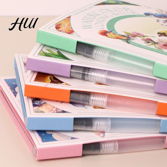 Travel Watercolor Painting Kit Portable Gouache Book Tri-Fold Design Pad Set with Art Creation 12 Color Grids Ergonomic Brush Stress Relief All-in-one
