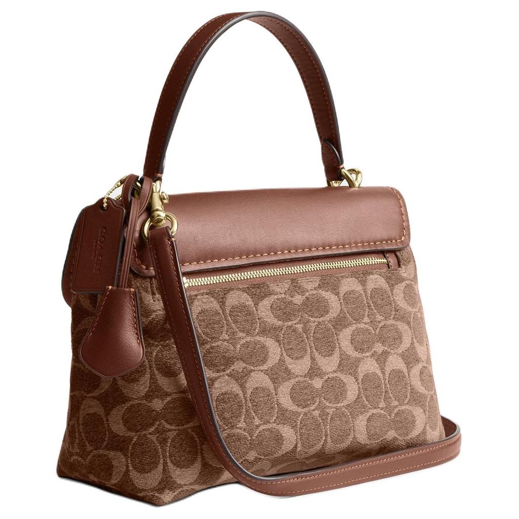Coach Emory 26 Classic Monogram Fabric And Leather Shoulder Tote Bag Medium Women handbags Light-Khaki Vintage-Brown CDB08-IMYN0