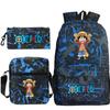 New Animation One Piece Printed Backpack for Primary and Secondary School Students Large Capacity School Bag Combination Three-piece Set