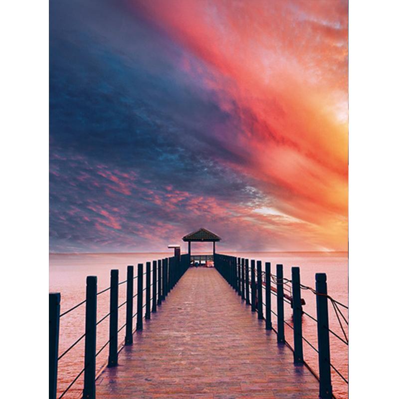 Алмазная картина 5D DIY Приморский Полный дрель Квадратная Алмазная вышивка Закат Картина горный хрусталь Пейзаж Настенный декор