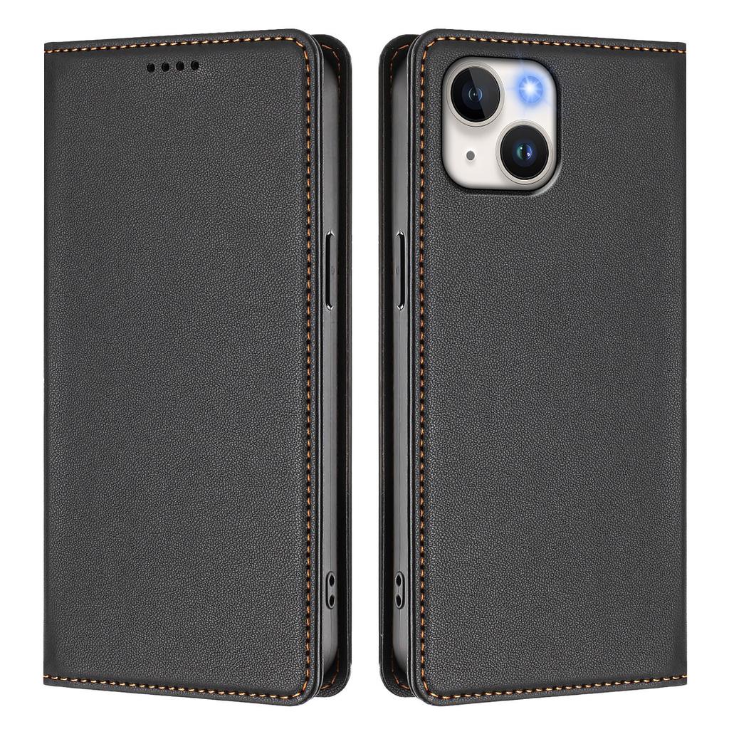 For iPhone 15 Leather Wallet Case Magnetic Closure RFID Blocking Phone Cover