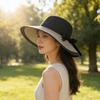 Seaside vacation straw hat, new women's large-brim sun-protection hat, foldable bow beach hat, UV protection hat