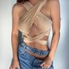 Sexy Club Cross Neck Strapless Vest for Women Fashion Sleeveless Backless Tanks Tops Women Slim Fit Elegant Bandage Tanks Camis 24079