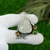 Womens day Deal Pear Natural Fossil Coral Citrine 925 Sterling Silver Pendant