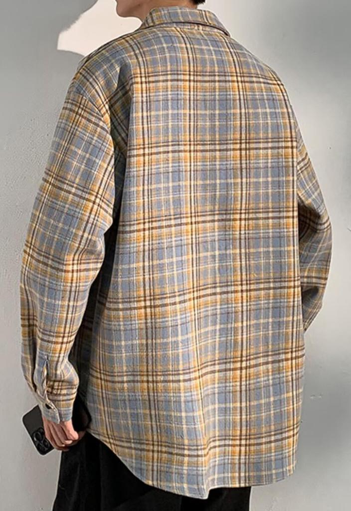 Рукав Блиго Клетчатая Летняя Свободная Рубашка с Нагрудным Карманом Оверсайз Идеально для Поездок на Работу или Мужская Рубашка 3/4, Стиль, Легкая, Посадка, На пуговицах