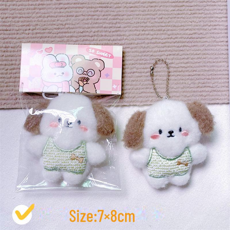 Брелок-подвеска в виде плюшевого мультяшного щенка с пищащим звуком, костью, креативной брошью и аксессуарами для волос