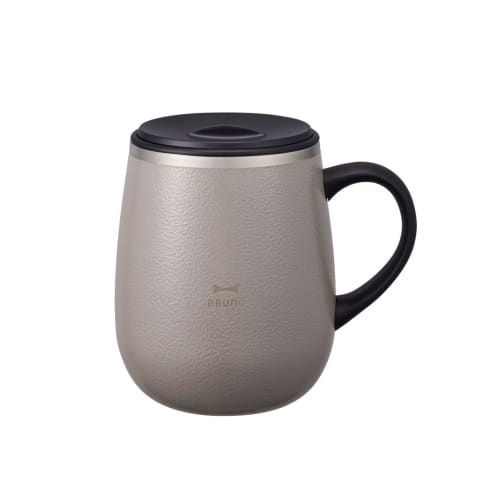 BRUNO Stainless Steel Mug with Lid, Insulates Hot and Cold Drinks, Double-Layered Vacuum Wall, Tall, 460ml, Ivory, BHK263