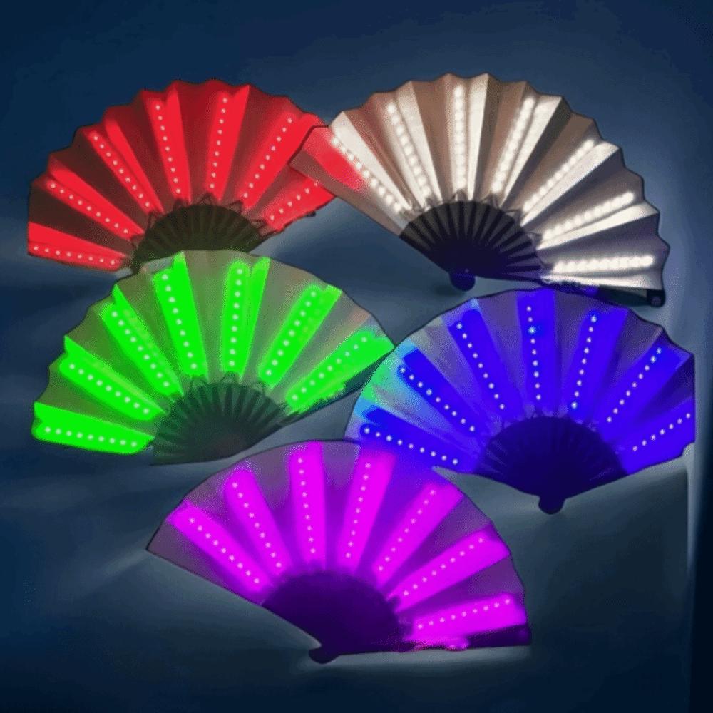 Silk LED Fan Luminous Discoloration Fan Fun Handheld Fans Party Dancing