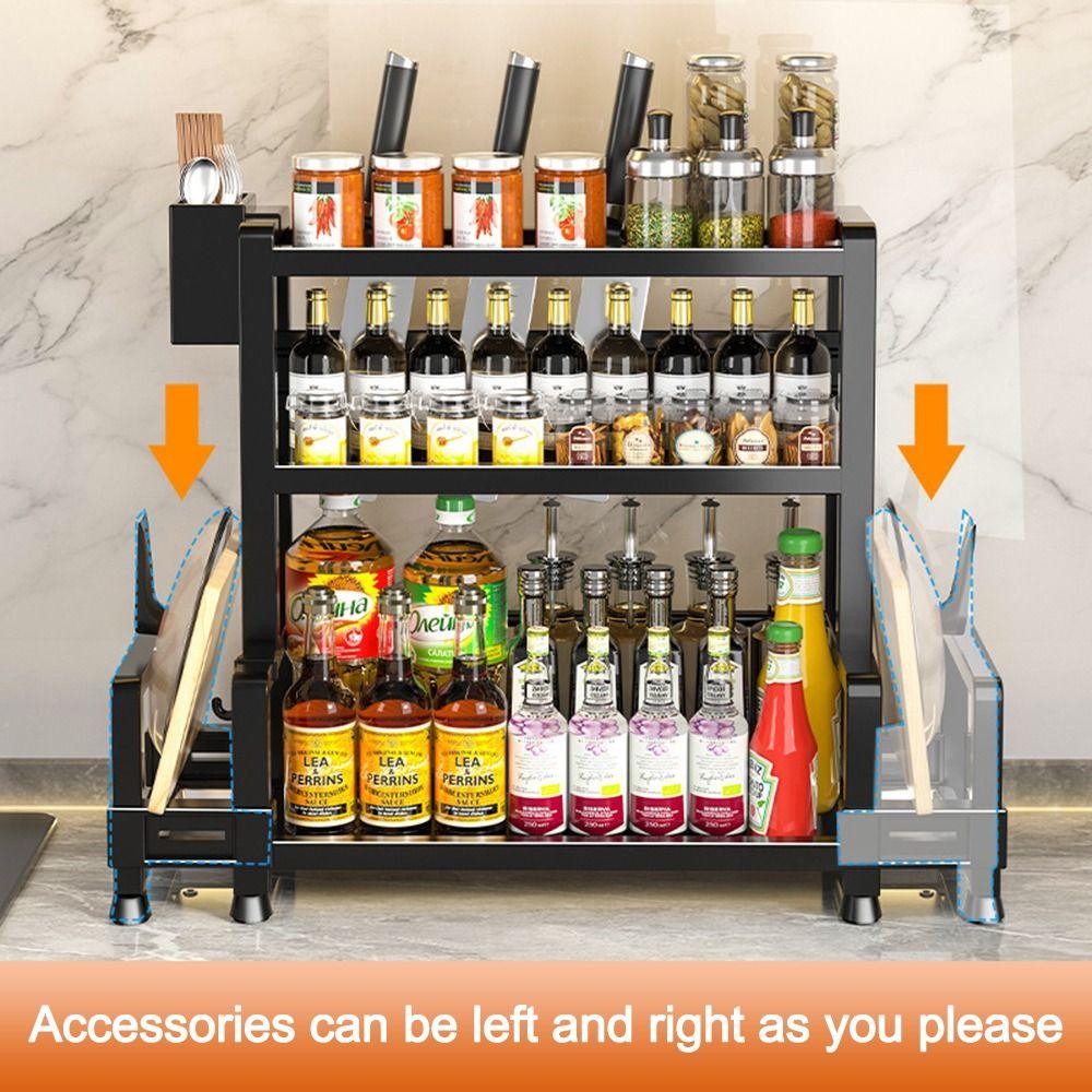 Durable 2/3 Tier Spice Rack Rustproof Multi-function Seasoning Rack Kitchen Shelf for Kitchen Storage