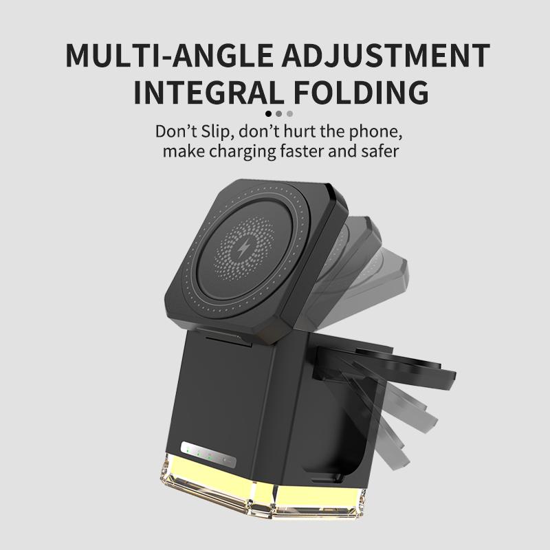 3 In 1 Magnetic Wireless Charger Stand Foldable For iPhone 16 15 14 13 Apple Watch 8 7 6 Airpods 2 3 Fast Charging Dock Station