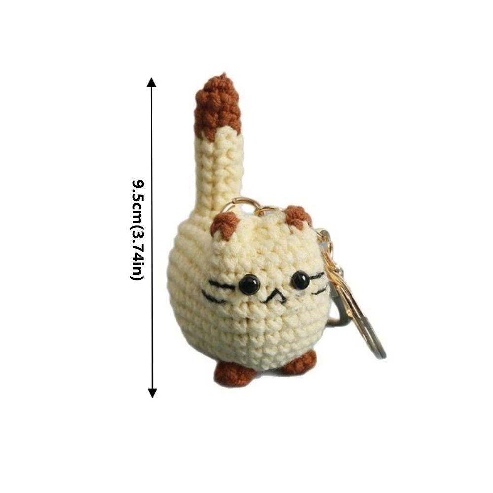 Handmade Crochet Cat Keychain Crochet Kitten Key Chains Cute Animal Bag Charm Car Keys
