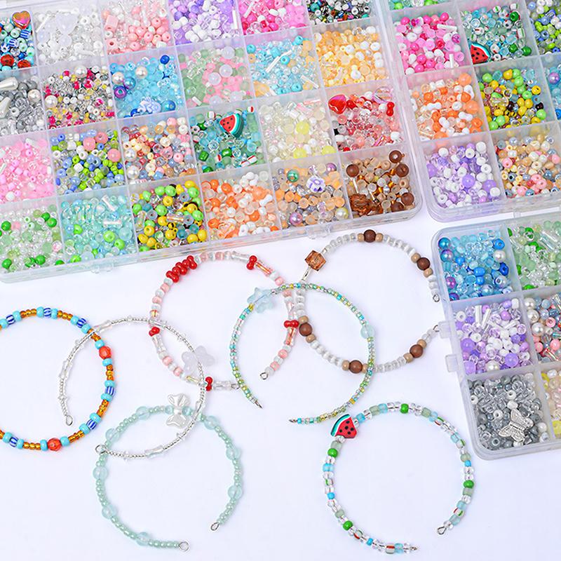 Summer Ice Cream Soda Color Glass Rice Beads Mixed Color Diy Handmade Beaded Bracelet Necklace Jewelry Material Package