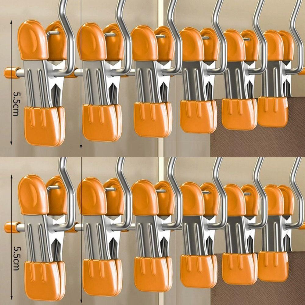 1/5/10PCS Windproof Stainless Steel Pants Clip with Hook Home Storage Rack for Household