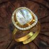 Gold Plated Kundan Polki Ring 925 Sterling Silver