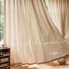 Japanese Linen Sheer Curtain Privacy Sun Protection Drape for Living Room Bedroom Balcony