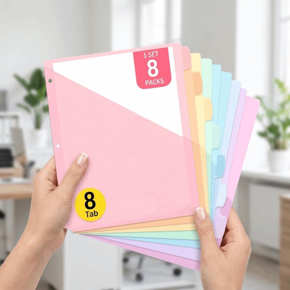 Plastic Loose Leaf File Organizers Durable Tab Dividers Lightweight Binder Dividers For School