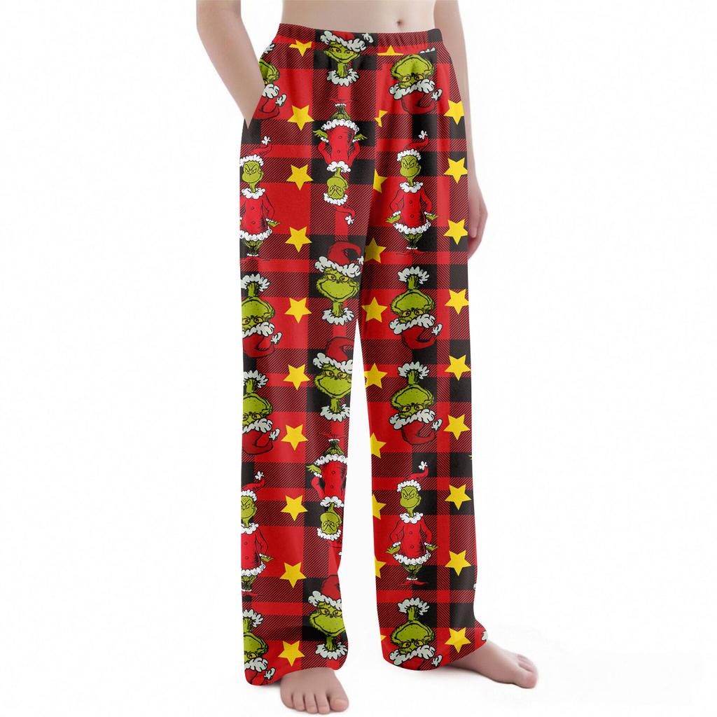 Детские брюки с рождественским принтом, плюшевые повседневные брюки