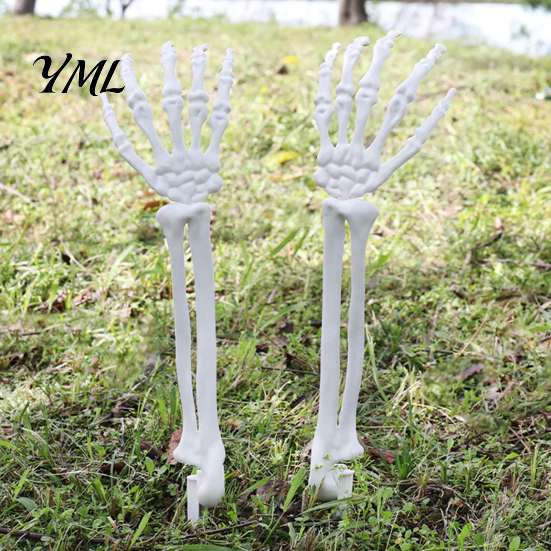 Хэллоуин Скелетные Руки 1 Пара Рука Колышек для Сада, Кость Искусственная Наземный Уличный Праздничный Декор Вставка для Кладбища Кладбища Газонный Дисплей, Жуткий