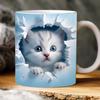 Adorable 3D Cat Pattern Ceramic Mug Cute Kitten Coffee Mug Smooth Tea Milk Cup Funny Christmas Birthday Gift For Cat Lovers