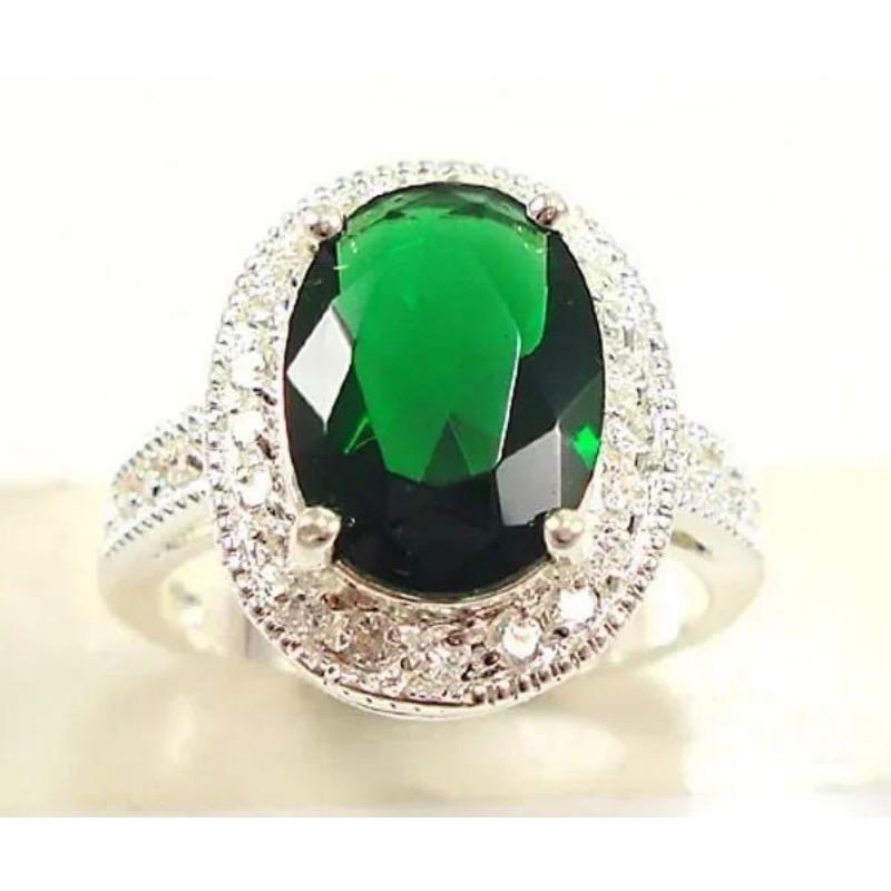 2025 New Luxury Women's Big Black Stone Ring Fashion Silver Zircon Wedding Rings Female Bride Love Engagement