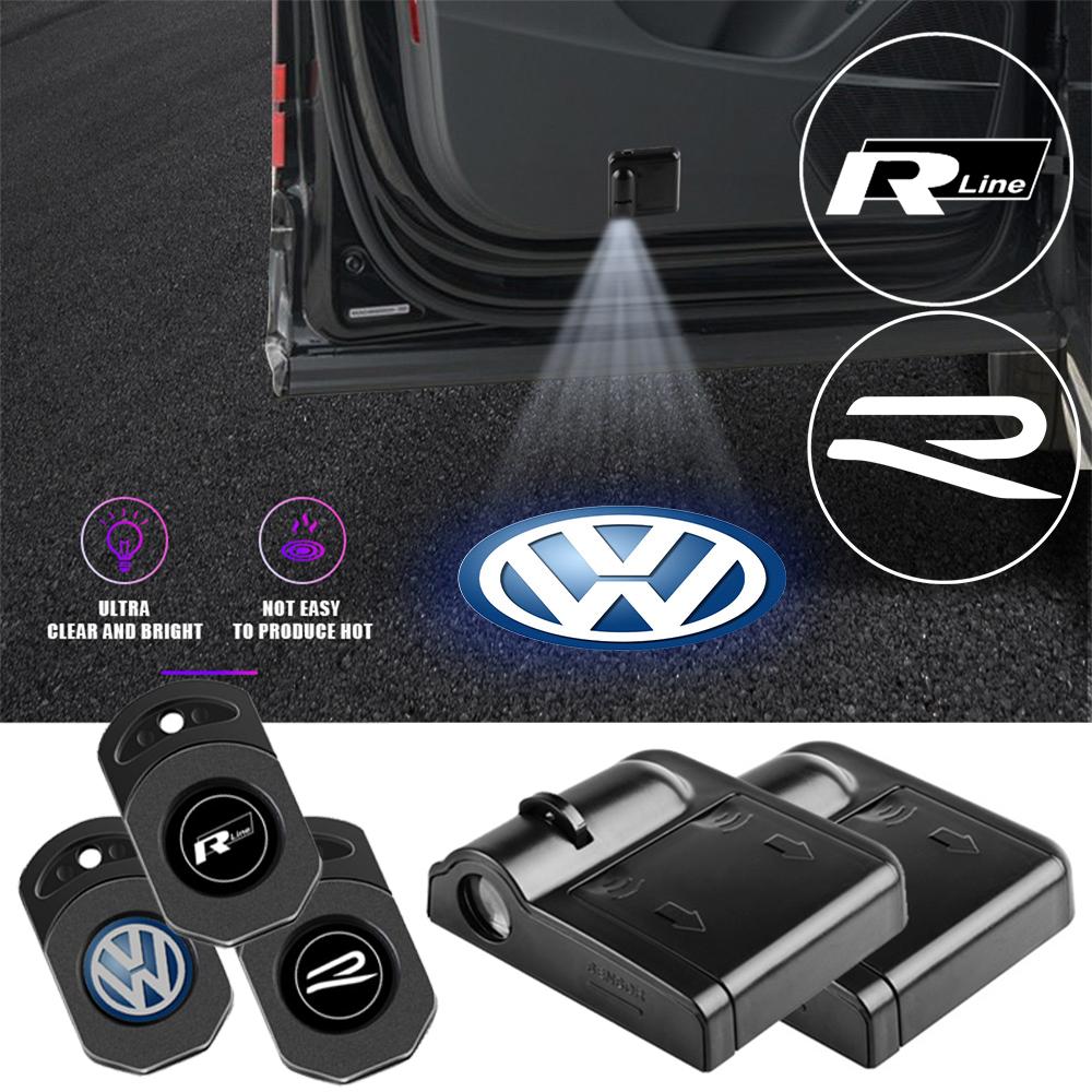 New 2026 1/2PCS HD Car Door Welcome Lights LED Wireless Projector Lamps For Volkswagen Vw Tiguan Jetta Mk6 Scirocco Polo 6R Touran Passat