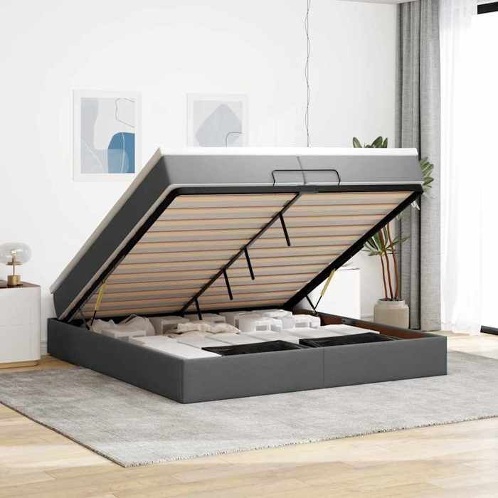 Maison Exclusive - Cadre de lit ottoman avec matelas gris foncé 200x200cm tissu